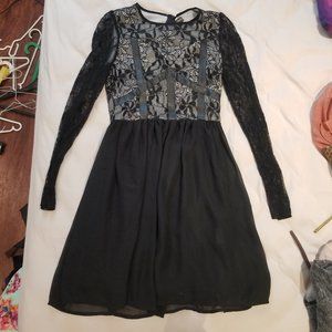 Black Dress with Long Lacey Sleeves
